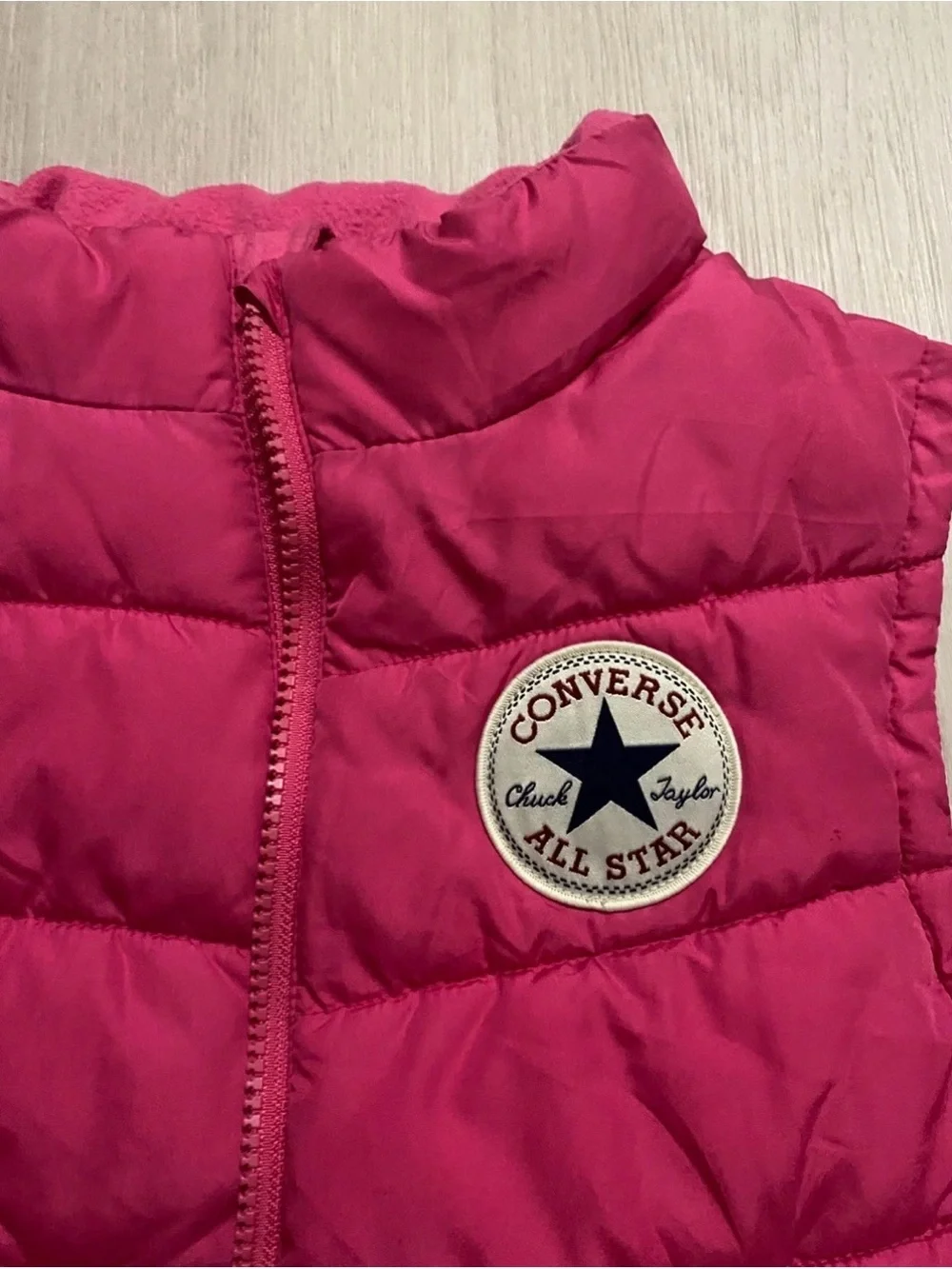 Converse Kids Girls Youth Hot Pink Quilted Puffer Vest Size 10-12